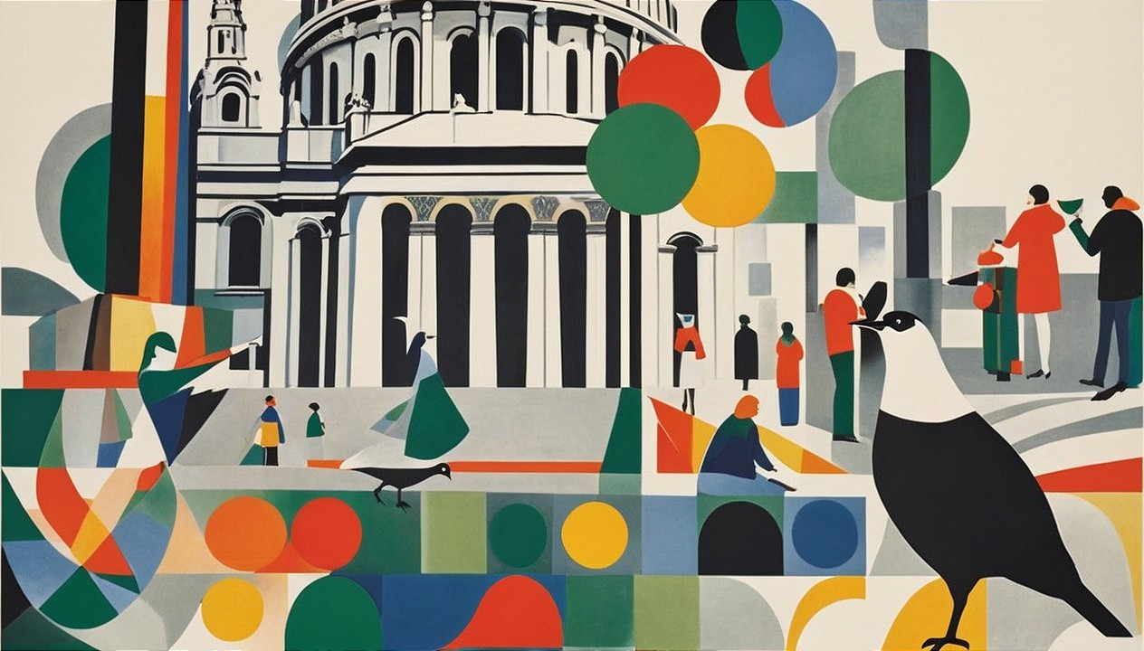 Abstract Urban Scene with St. Paul's Cathedral Elements
