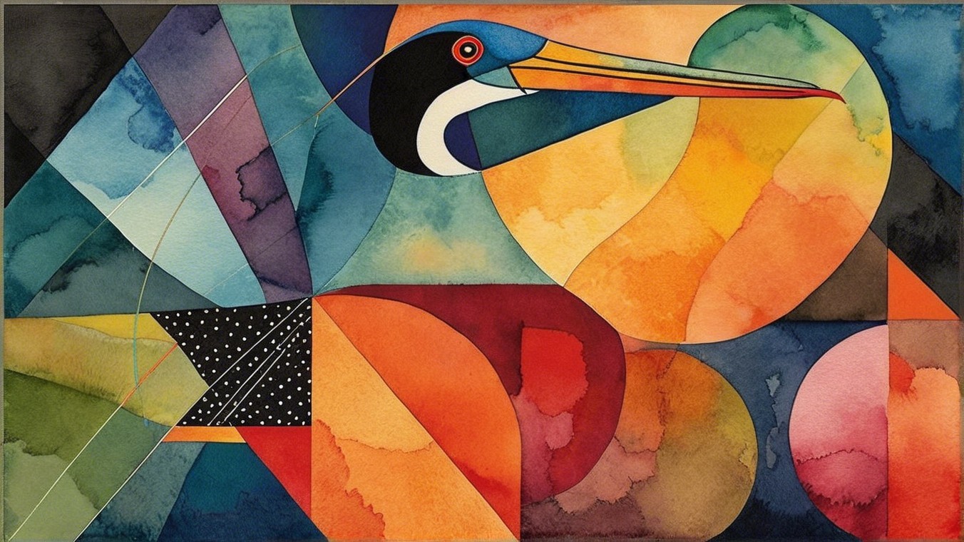 Vibrant Abstract Bird in Geometric Shapes and Colors