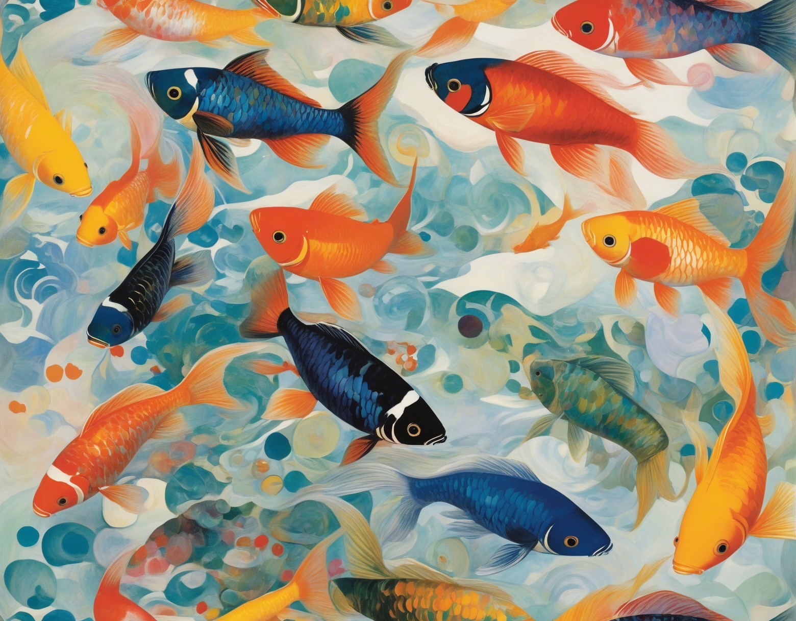 Colorful Fish Swimming in Dynamic Patterns