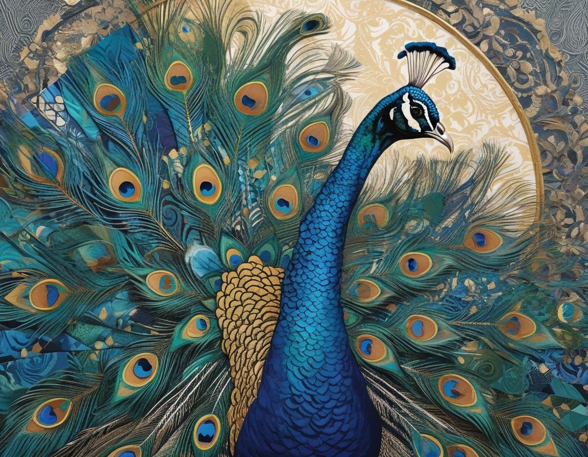 Peacock with Vibrant Plumage and Ornate Background