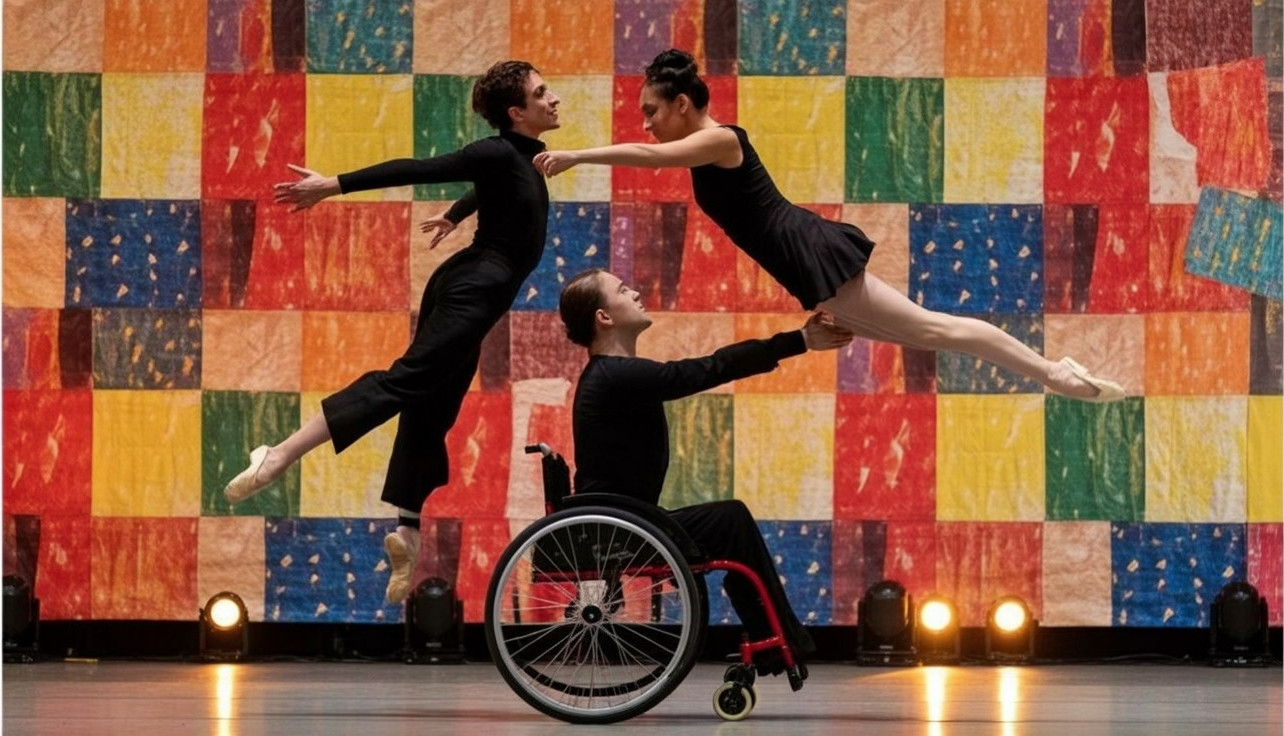 Dynamic Dance Performance with Colorful Backdrop