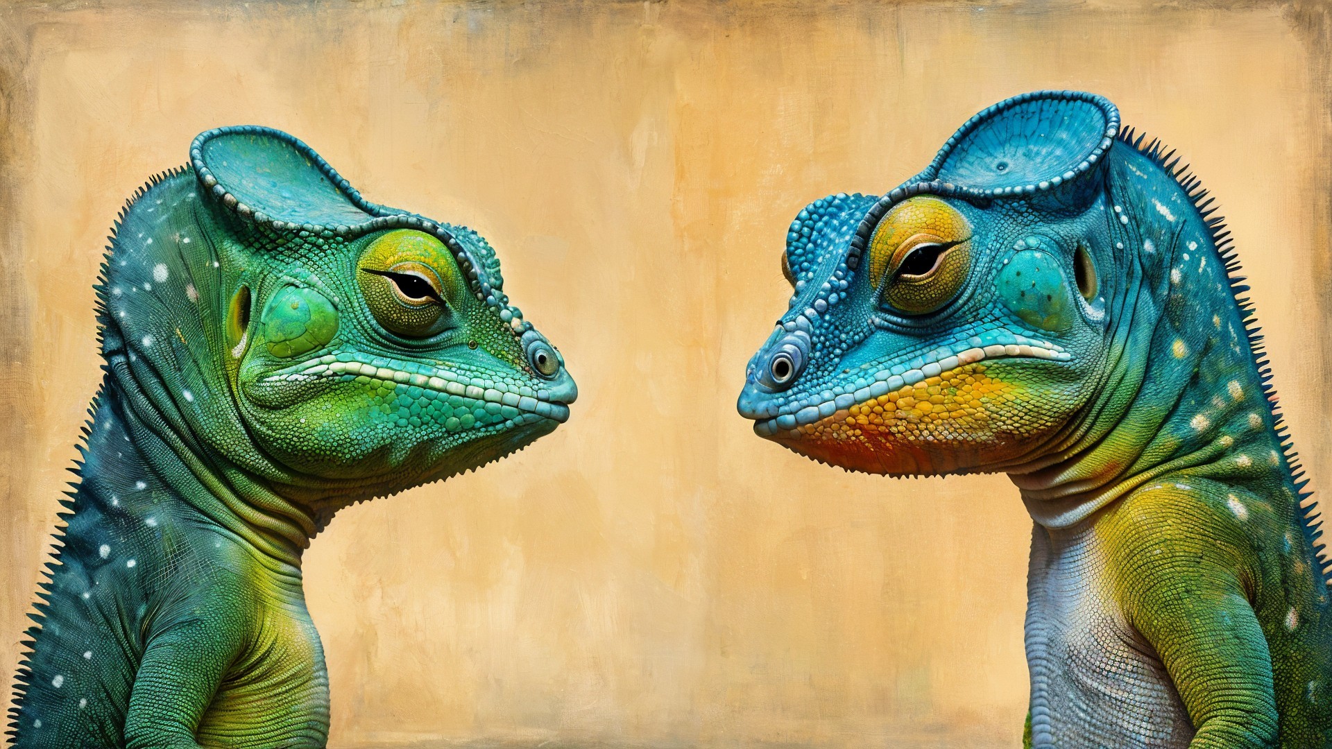 Colorful Fantastical Lizards with Vibrant Textures