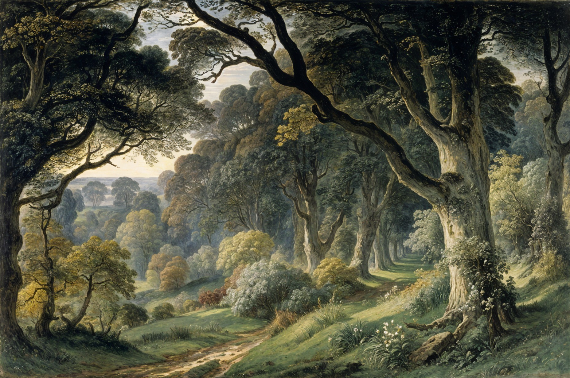 Serene Forest Scene with Lush Green Foliage