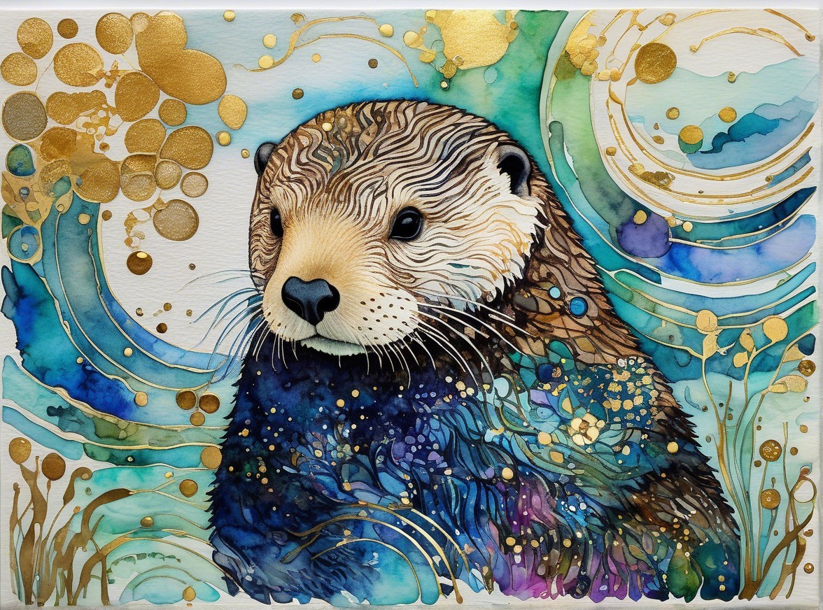 Whimsical Watercolor Illustration of an Otter