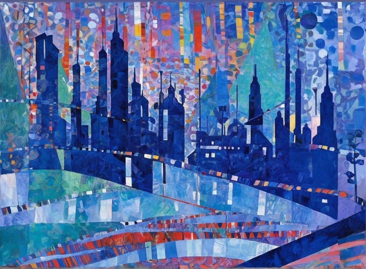 Vibrant Abstract Cityscape with Geometric Buildings