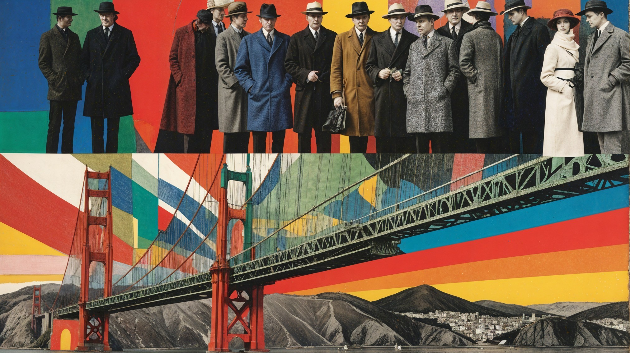 Black-and-White Photo with Colorful Abstract Background