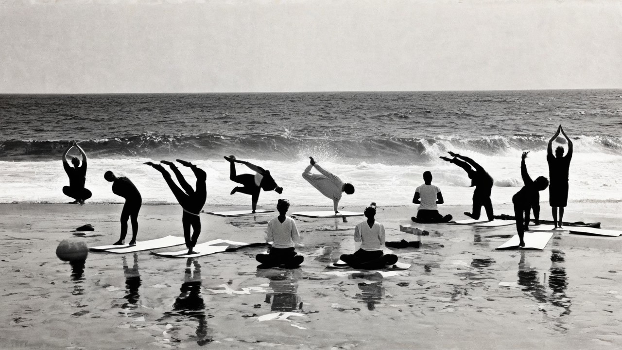 Yoga Practice on a Serene Beach Setting