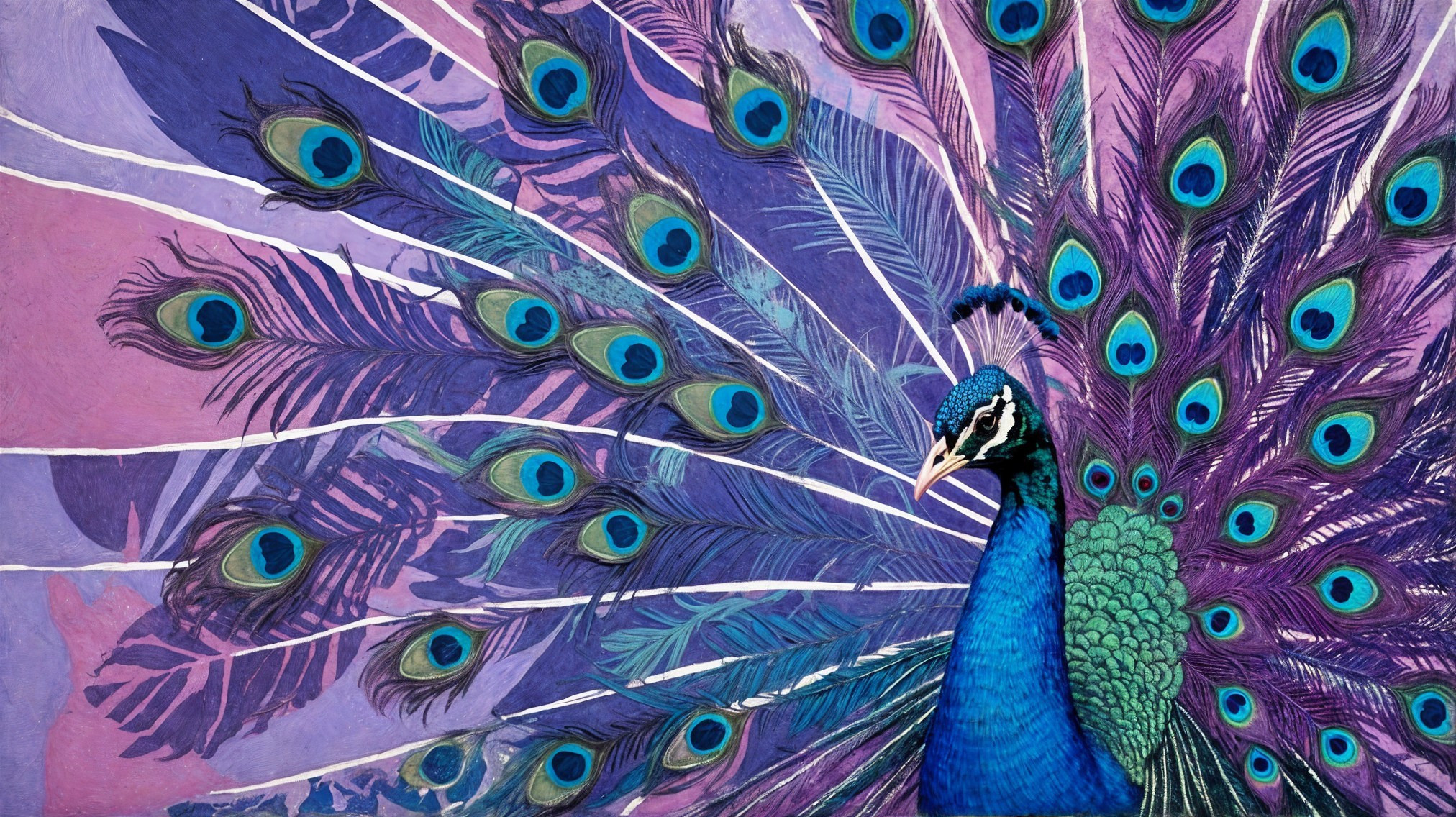 Vibrant Peacock with Iridescent Feathers Displayed