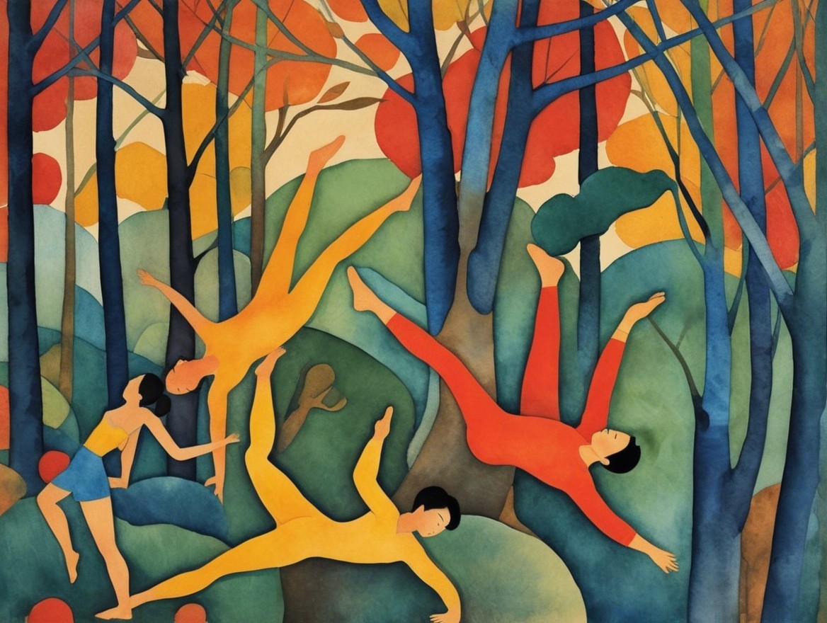 Abstract Landscape with Vibrant Colors and Figures