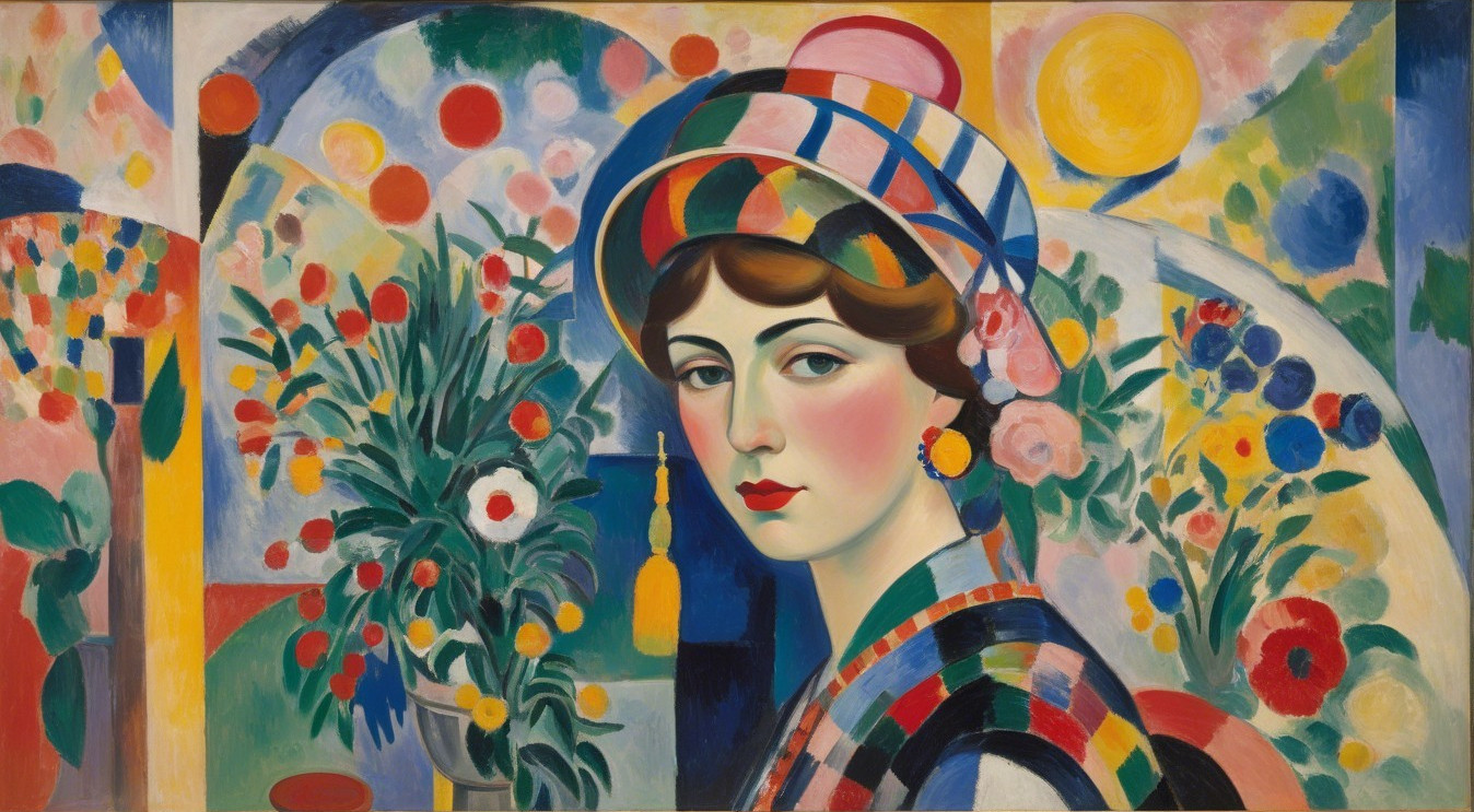 Vibrant Abstract Portrait of a Woman with Flowers