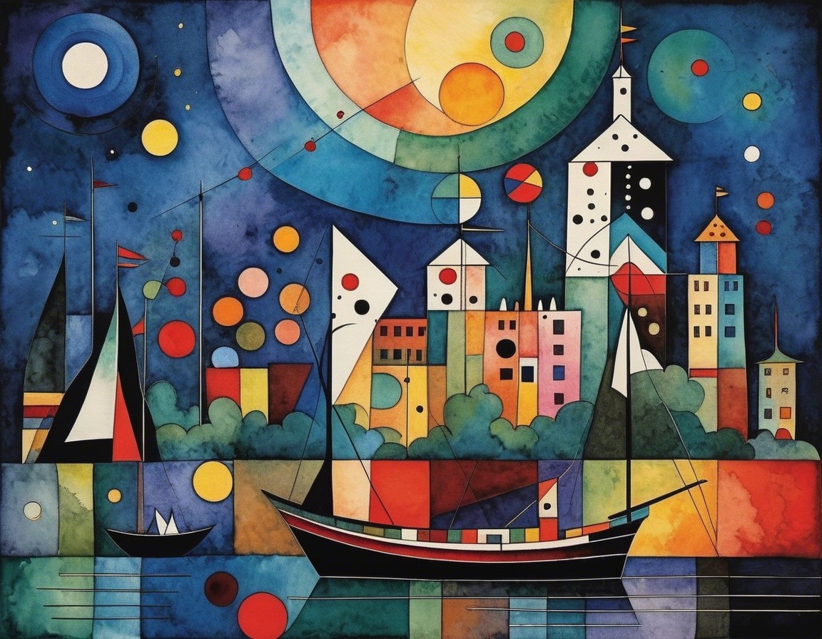 Colorful Abstract Landscape with Geometric Shapes