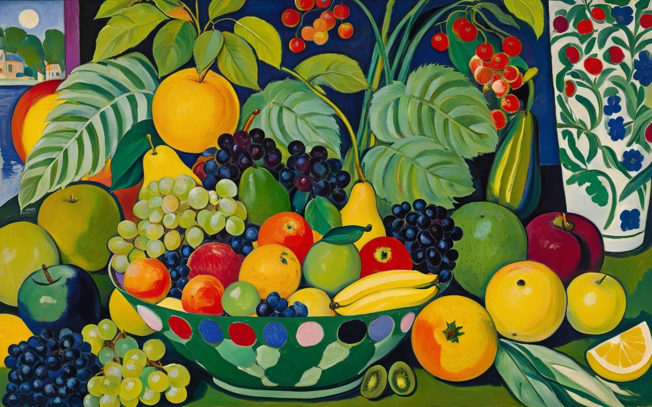 Vibrant Still Life of Colorful Fruits in Bowl
