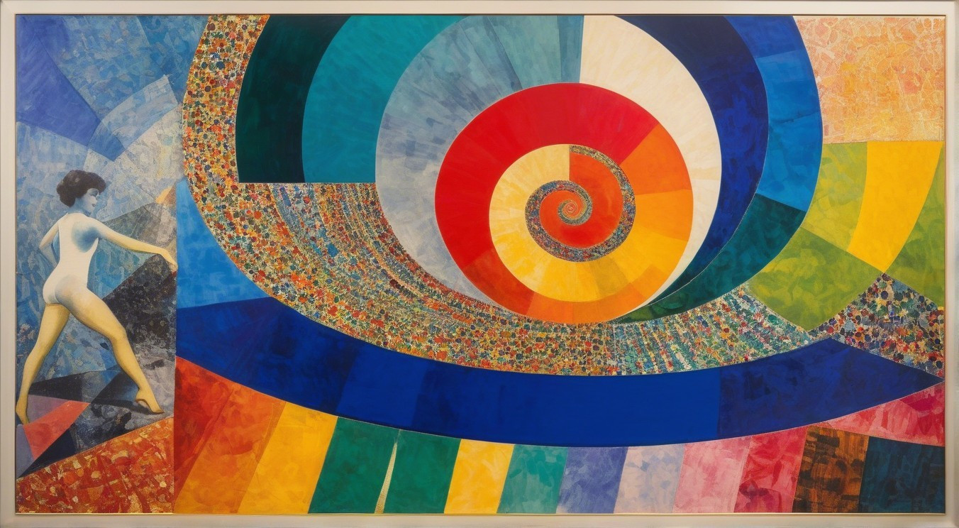 Vibrant Abstract Painting with Colorful Spiral Design