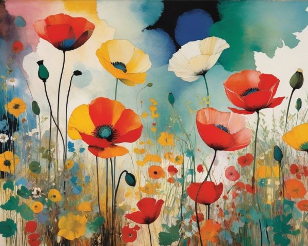 Vibrant Field of Colorful Flowers in Springtime