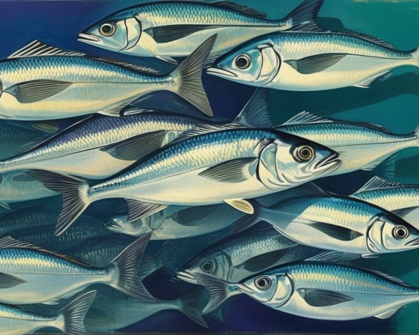 Vibrant Underwater Scene with School of Shimmering Fish