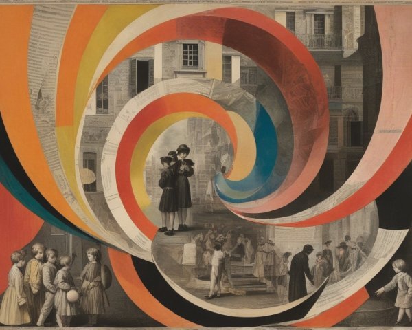 Spiral Composition of Historical and Abstract Elements