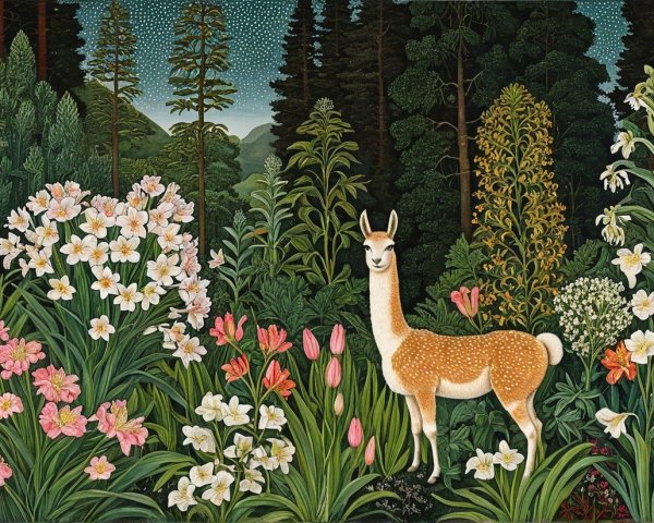 Spotted Deer in Vibrant Flower-Filled Natural Scene