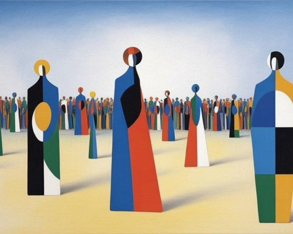 Vibrant Gathering of Stylized Human Figures in Art