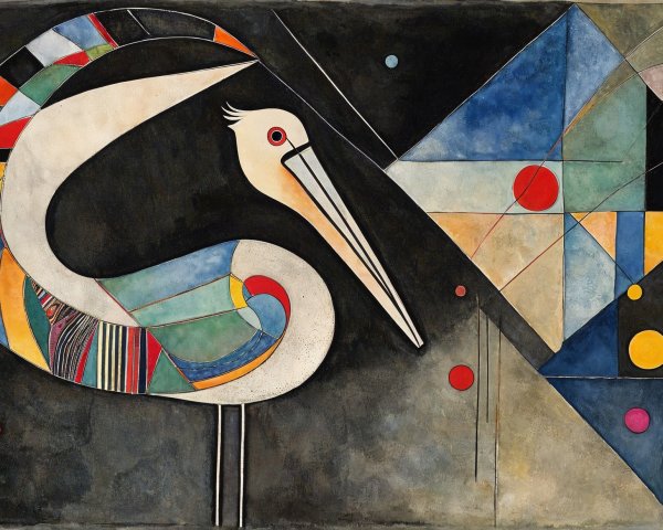 Stylized geometric bird against dark abstract background