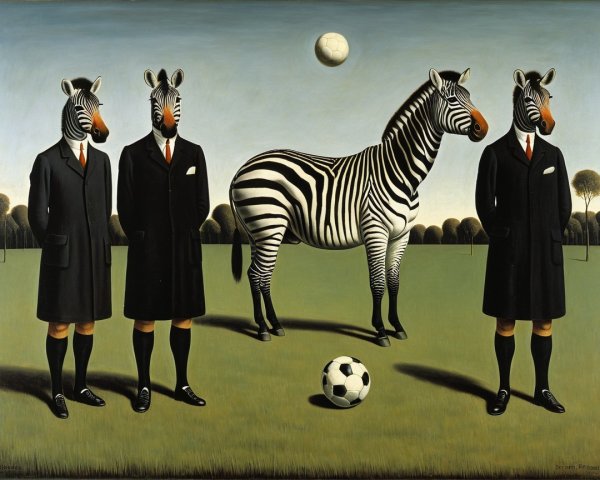 Zebras in Formal Attire in Grassy Field Setting