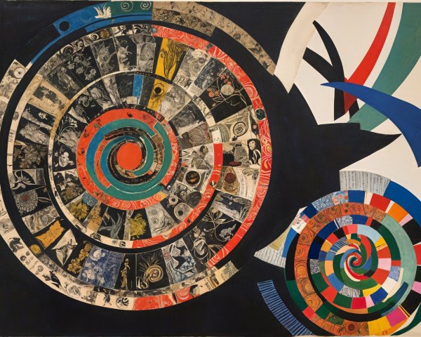 Vibrant Concentric Spiral Design with Patterns and Colors