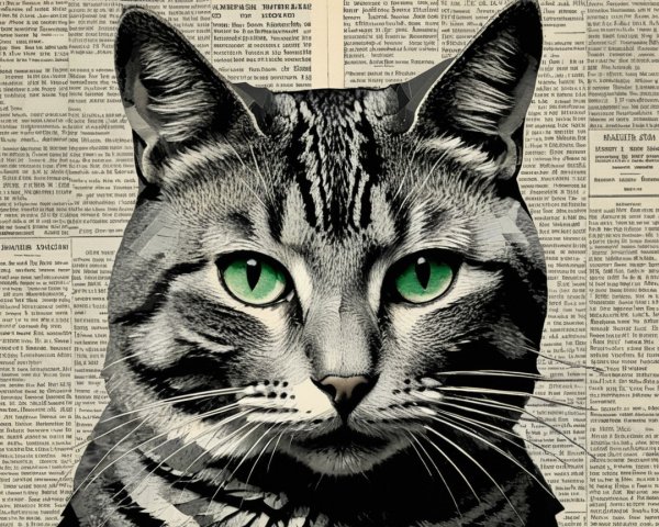 Bold Cat Illustration with Black and White Markings