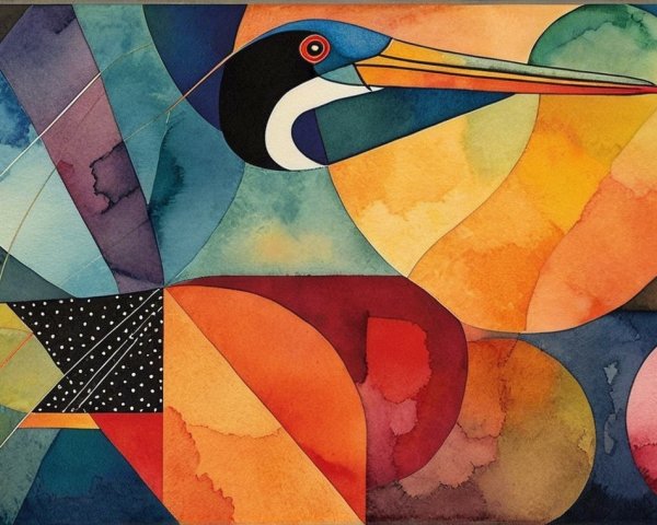 Vibrant Abstract Bird in Geometric Shapes and Colors