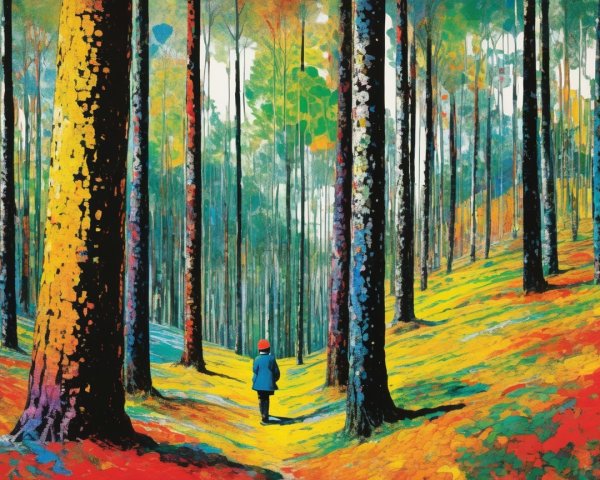 Vibrant Autumn Forest Scene with Colorful Foliage