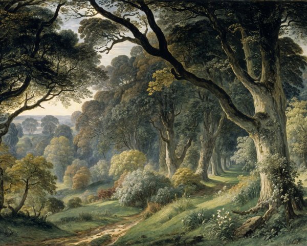 Serene Forest Scene with Lush Green Foliage
