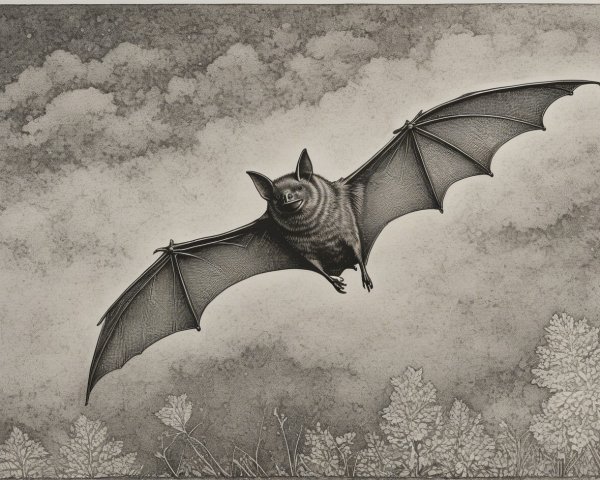 Illustration of a bat in flight with detailed wingspan