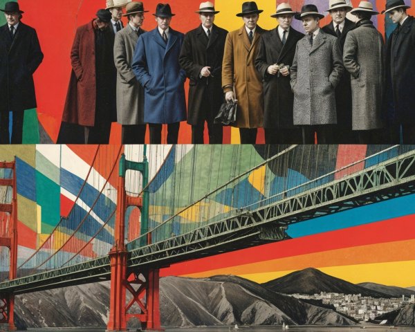 Black-and-White Photo with Colorful Abstract Background