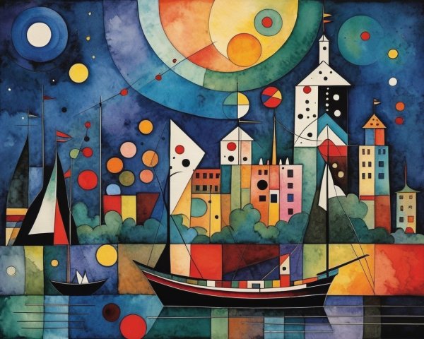 Colorful Abstract Landscape with Geometric Shapes