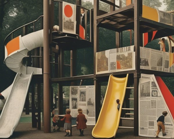Uniquely Designed Multi-Level Playground with Slides