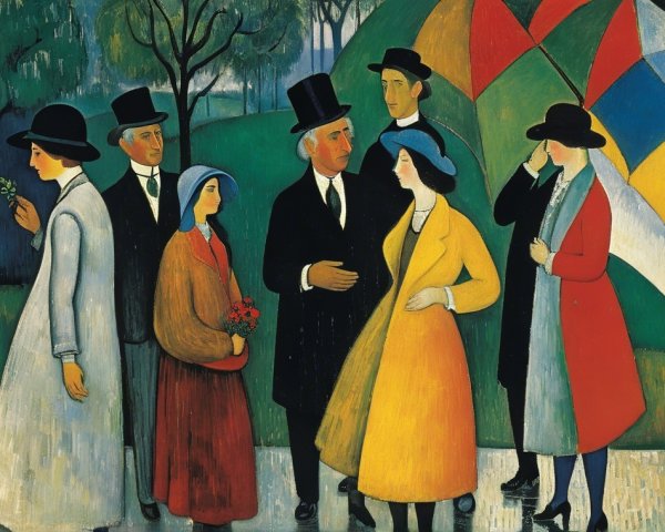 Elegant Individuals in a Vibrant Park Setting