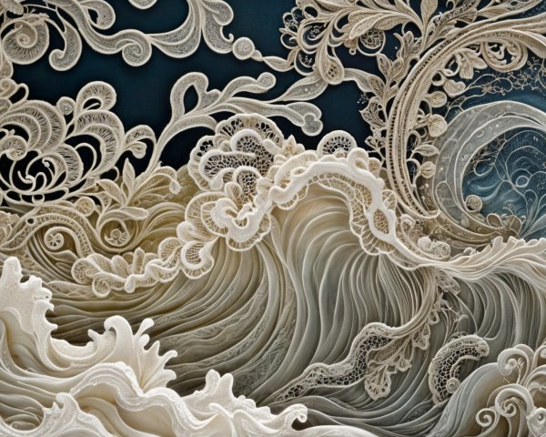 Intricate Paper Art with Layered Waves and Motifs
