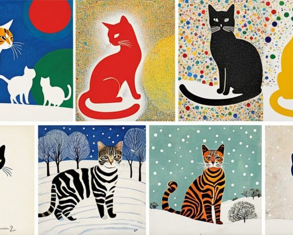 Vibrant Collection of Stylized Cat Artwork Designs