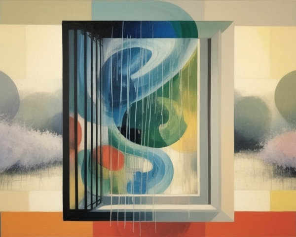 Abstract Artwork of Open Window with Swirling Colors