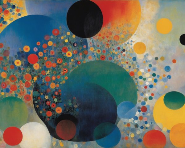 Multicolored Abstract Painting with Circular Shapes