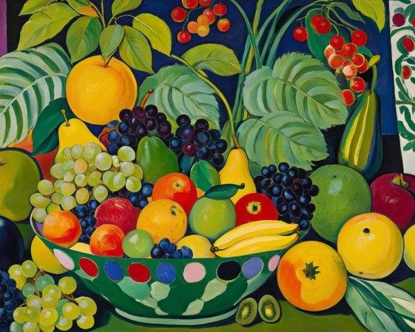 Vibrant Still Life of Colorful Fruits in Bowl