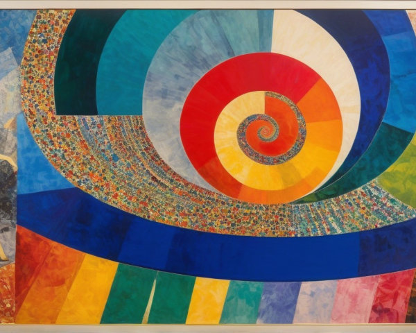 Vibrant Abstract Painting with Colorful Spiral Design