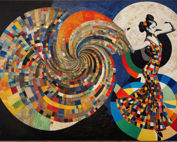 Abstract Composition of a Dancer in Vibrant Colors