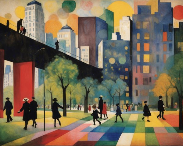 Vibrant Urban Scene with Skyscrapers and Park