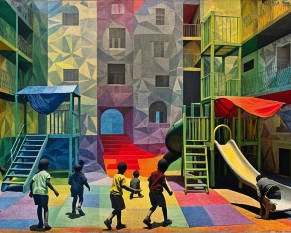 Colorful Urban Playground with Geometric Structures