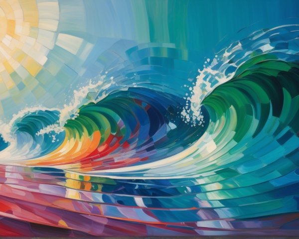 Vibrant Abstract Ocean Waves with Colorful Palette