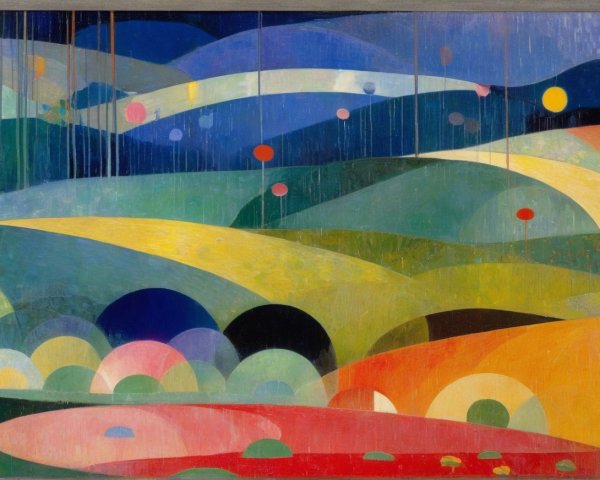 Abstract Landscape with Vibrant Hills and Colors