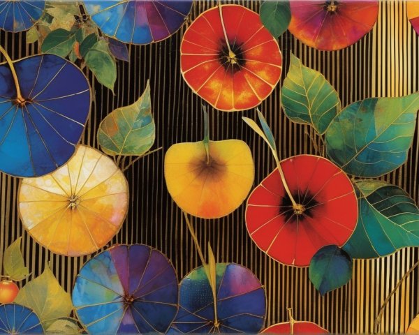 Vibrant Floral Pattern with Colorful Foliage Design