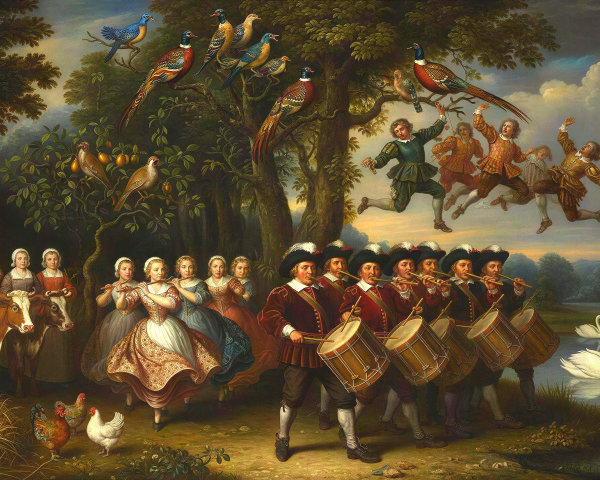 Festive Outdoor Scene with Drummers and Dancers