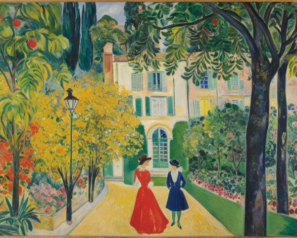 Elegant Women in Vibrant Garden Setting