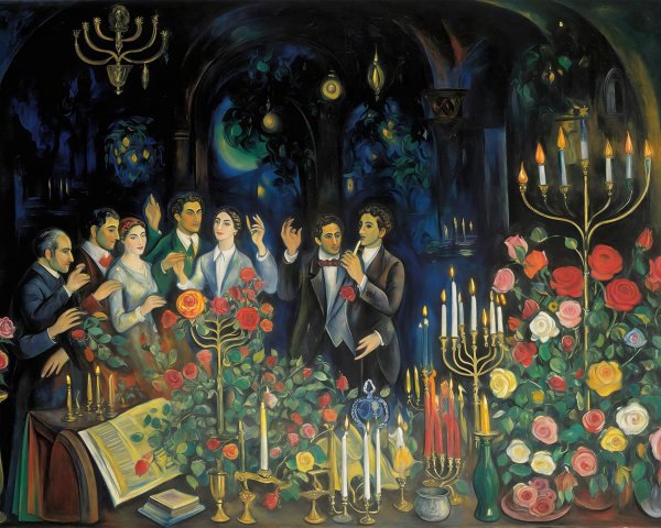 Expressionistic Oil Painting of People at a Table