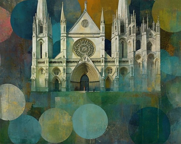Abstract Gothic Cathedral with Colorful Background